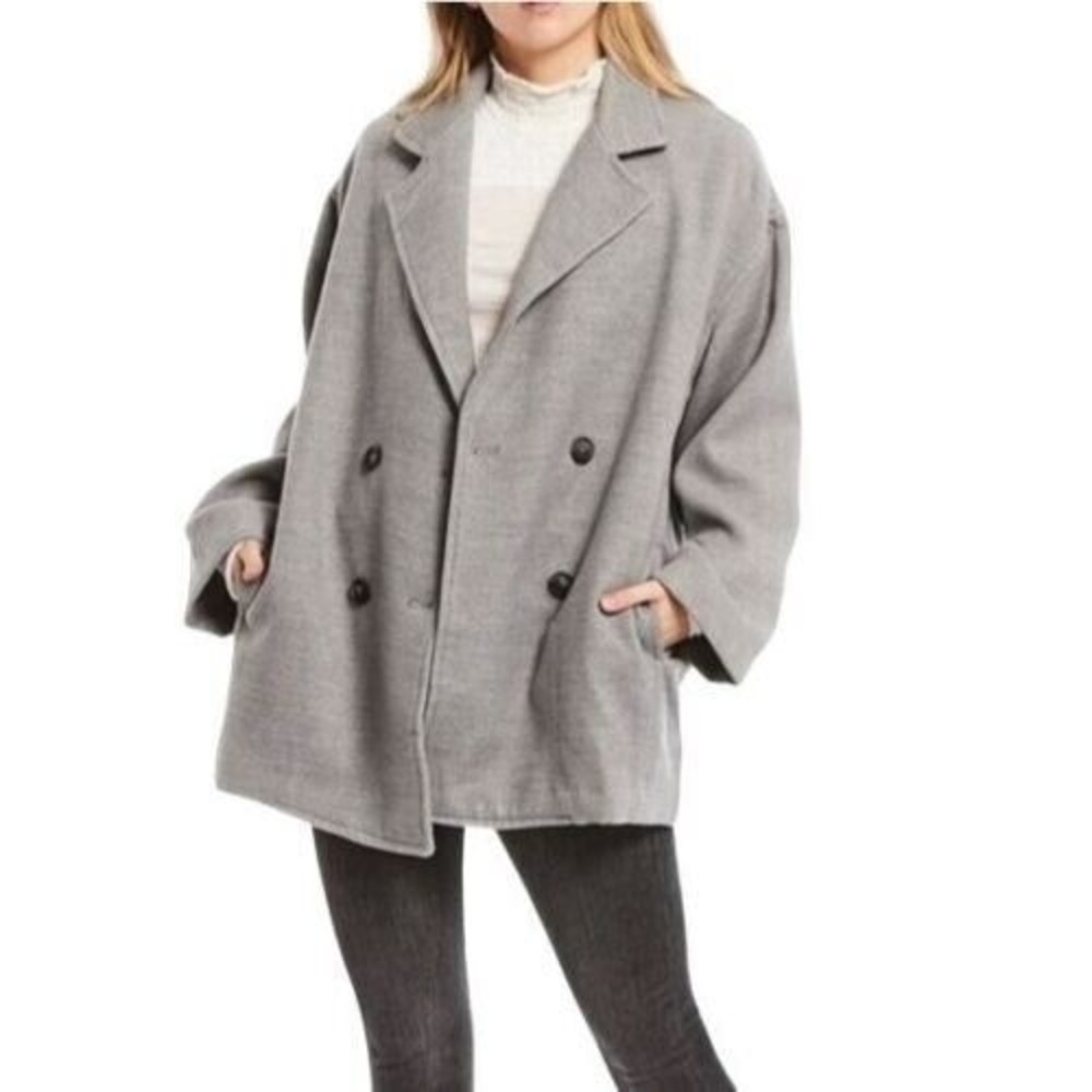 Free People Long‎ Sleeve Hannah Slouchy Double Breasted Jacket Coat Small 4-6